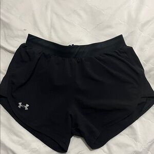 Under Armour Women's Black and Silver Athletic Shorts
